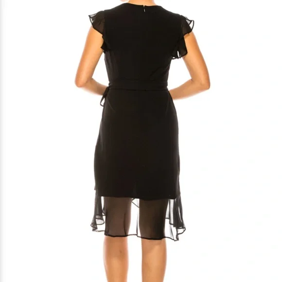 BRAND NEW SHELBY & PALMER FAUX WRAP RUFFLE SHEATH DRESS Size 8 - Picture 3 of 3